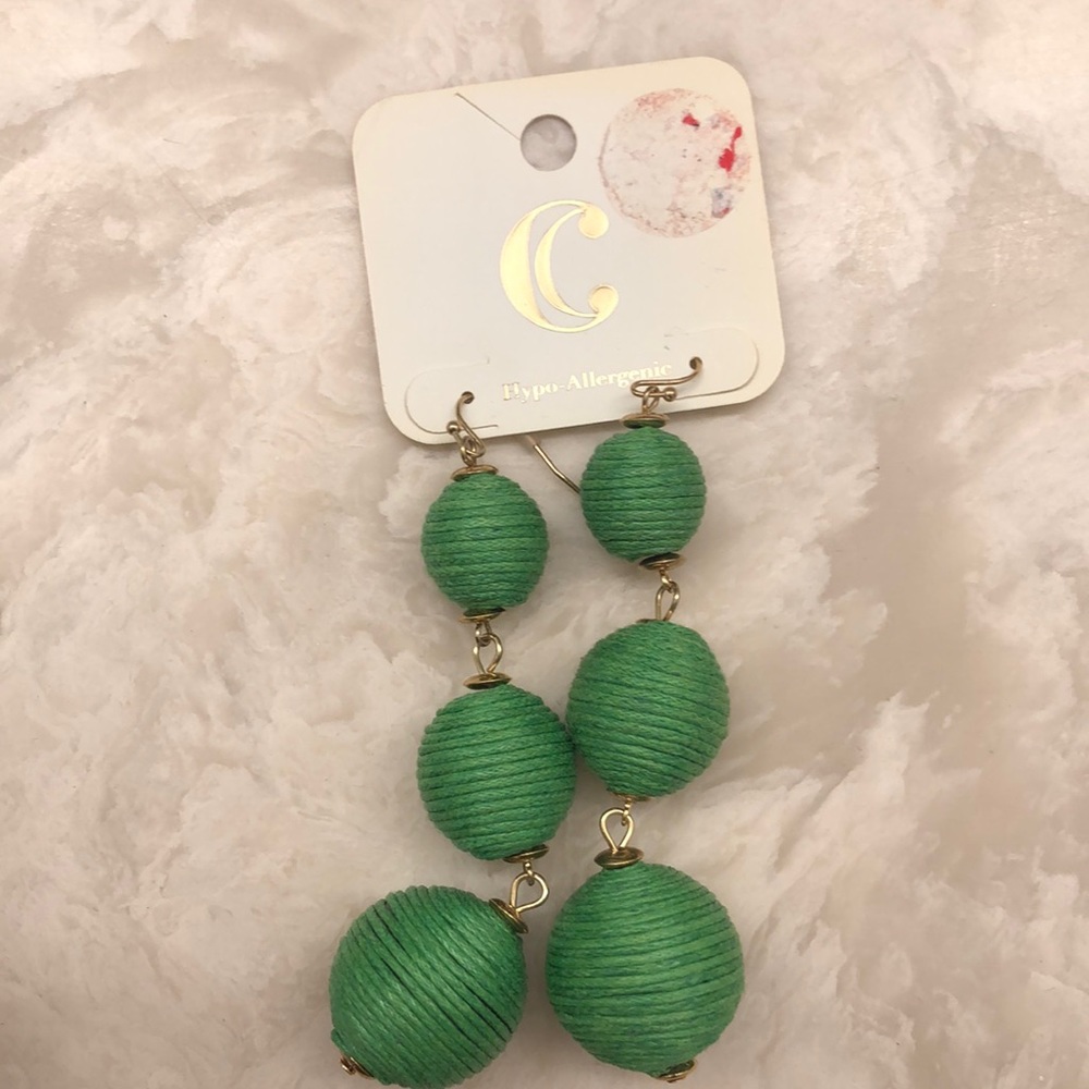 Green Statement Earrings